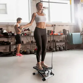 Exercise Stepper For Women Mini Fitness Stepper With 2 Resistance Bands LCD Monitor Max 330.7LBS Load Stair Stepper Quiet Stepper (Option: Grey)